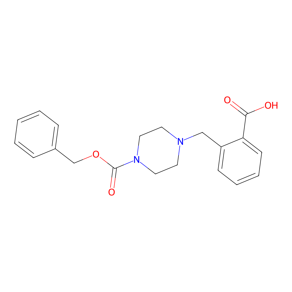 2-({4-[(Benzyloxy)carbonyl]piperazin-1-yl}methyl)benzoic acid molecular structure, CAS 2913416-53-0