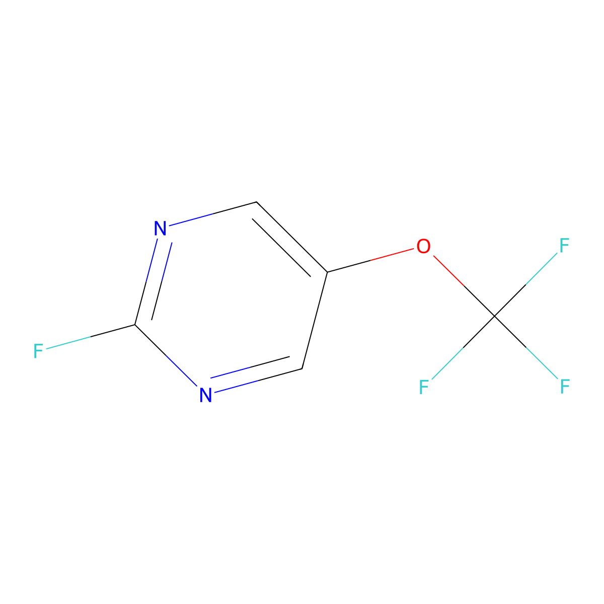 2-Fluoro-5-(trifluoromethoxy)pyrimidine molecular structure, CAS 2913416-94-9