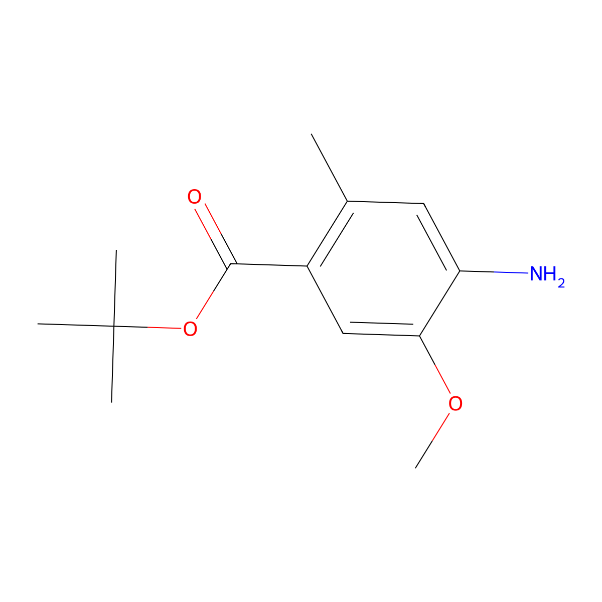 Tert-butyl 4-amino-5-methoxy-2-methylbenzoate molecular structure, CAS 2913417-04-4