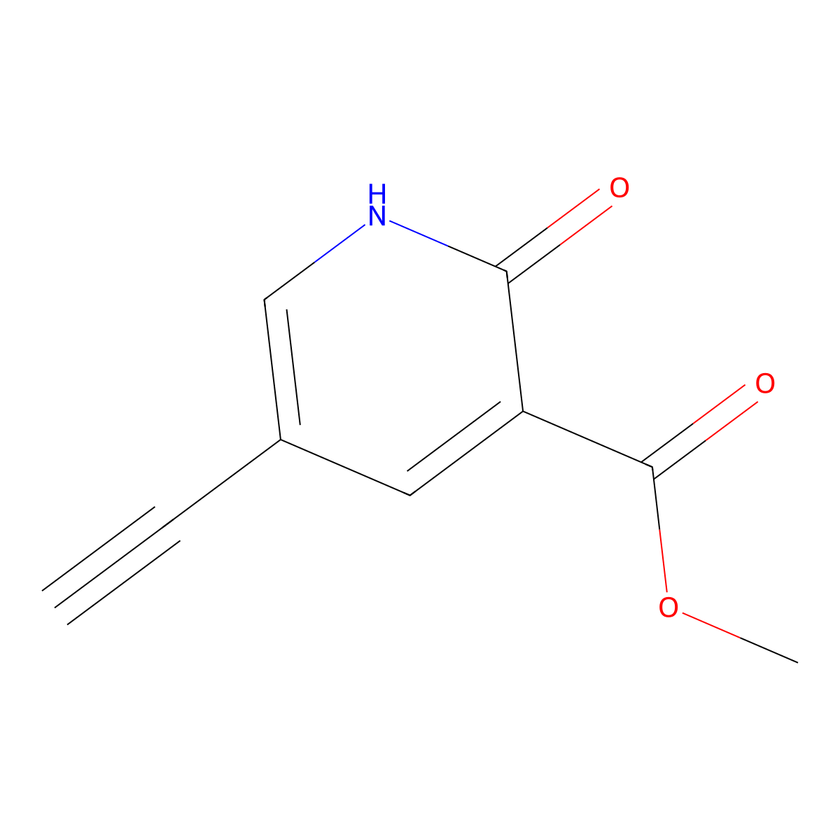 Methyl 5-ethynyl-2-oxo-1,2-dihydropyridine-3-carboxylate molecular structure, CAS 2913417-17-9