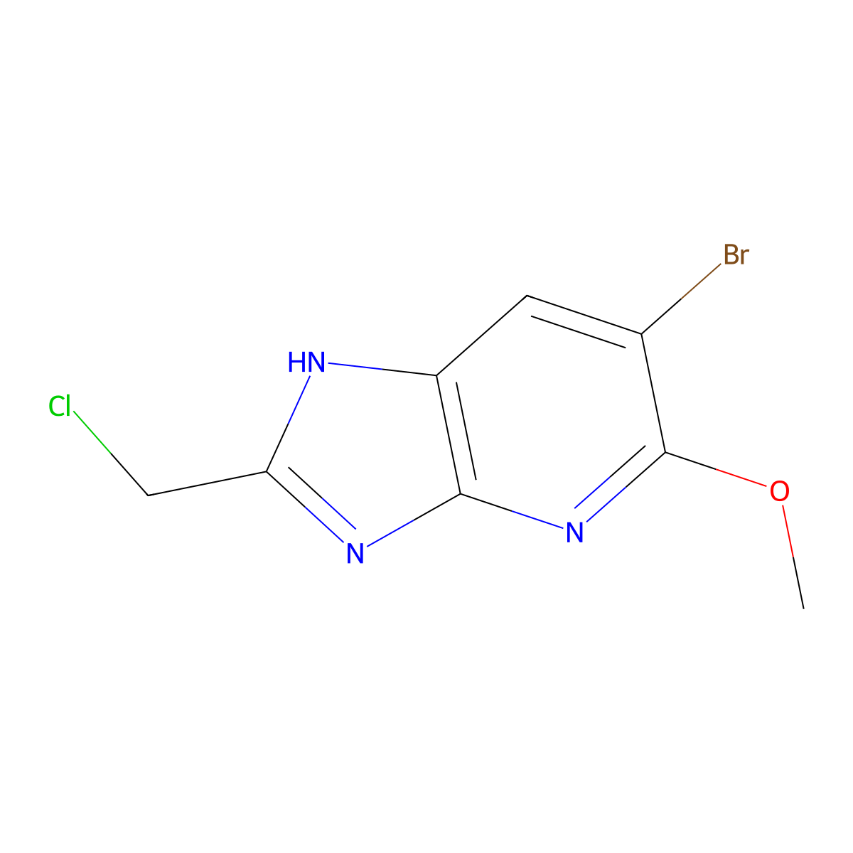 6-bromo-2-(chloromethyl)-5-methoxy-1H-imidazo[4,5-b]pyridine molecular structure, CAS 2913417-47-5