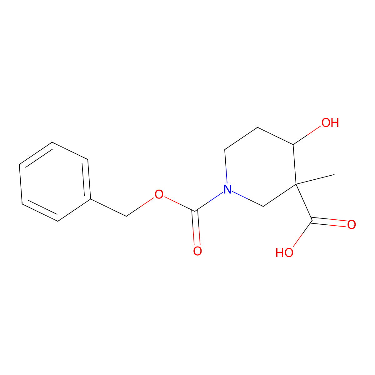 1-[(Benzyloxy)carbonyl]-4-hydroxy-3-methylpiperidine-3-carboxylic acid molecular structure, CAS 2913417-48-6
