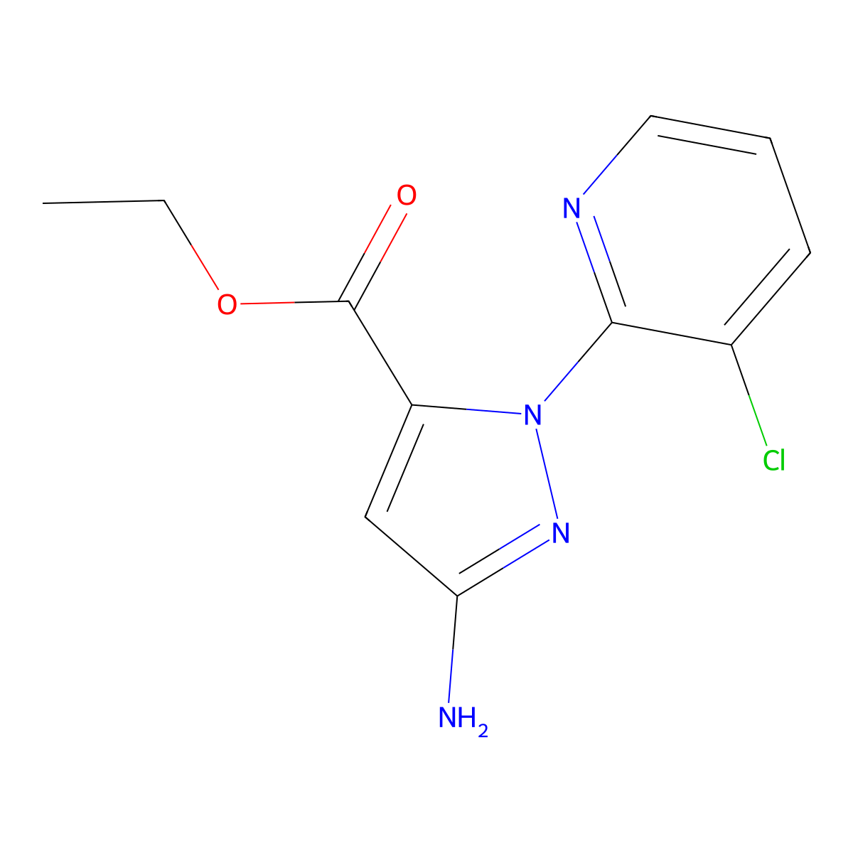 ethyl 3-amino-1-(3-chloropyridin-2-yl)-1H-pyrazole-5-carboxylate molecular structure, CAS 2913417-51-1