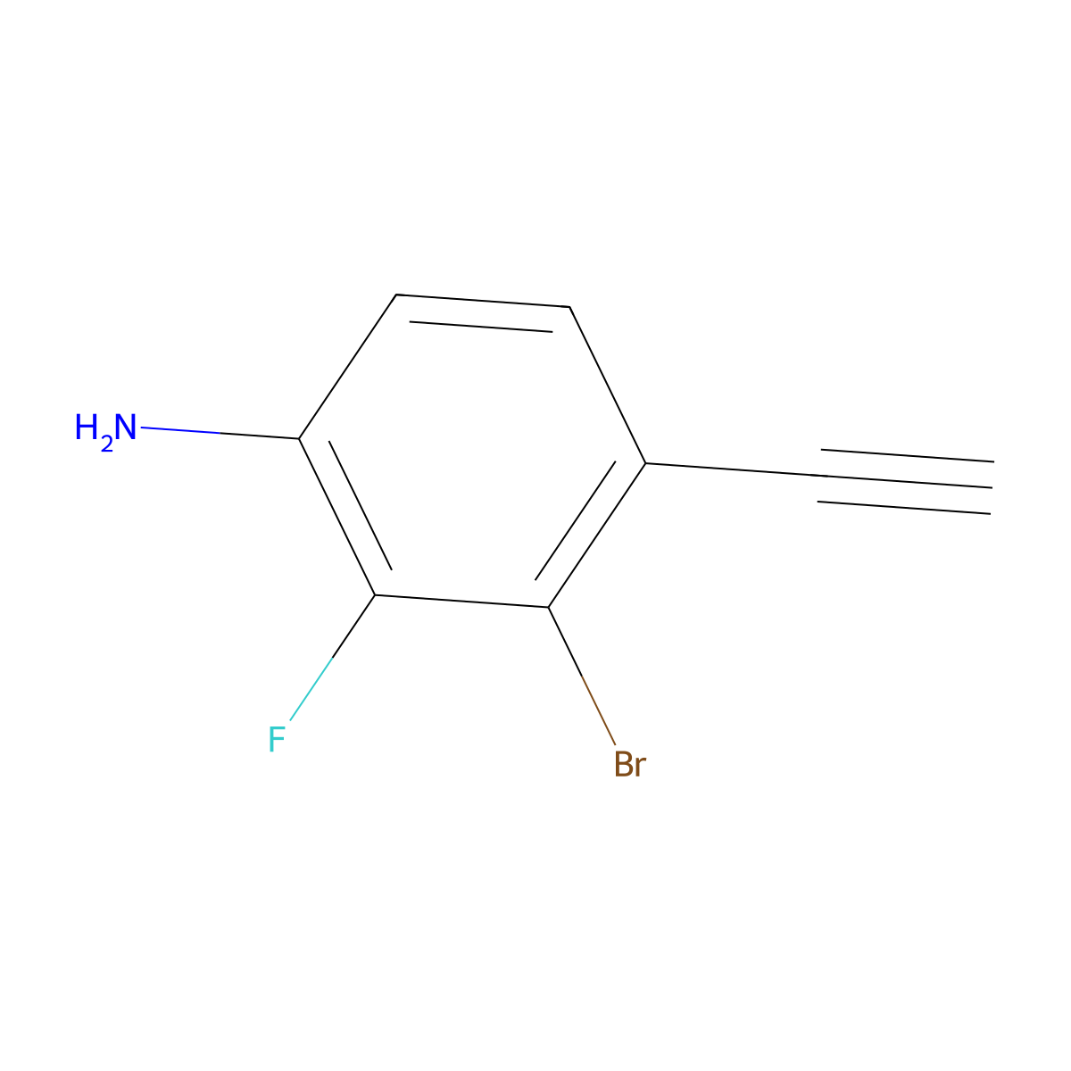 3-Bromo-4-ethynyl-2-fluoroaniline molecular structure, CAS 2913417-57-7
