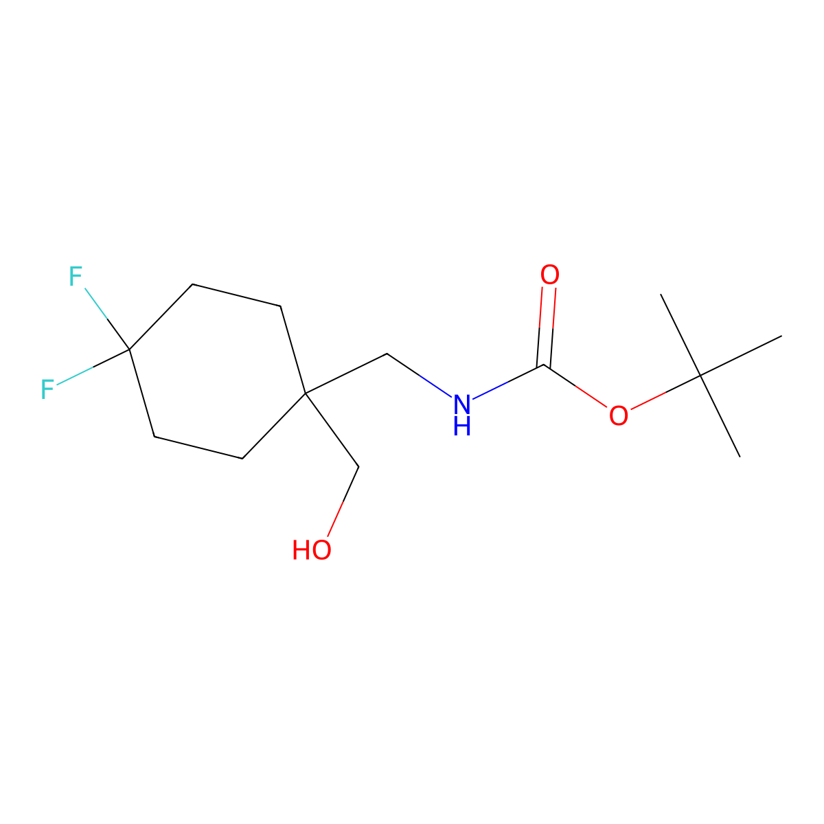 tert-butyl N-{[4,4-difluoro-1-(hydroxymethyl)cyclohexyl]methyl}carbamate molecular structure, CAS 2913417-66-8
