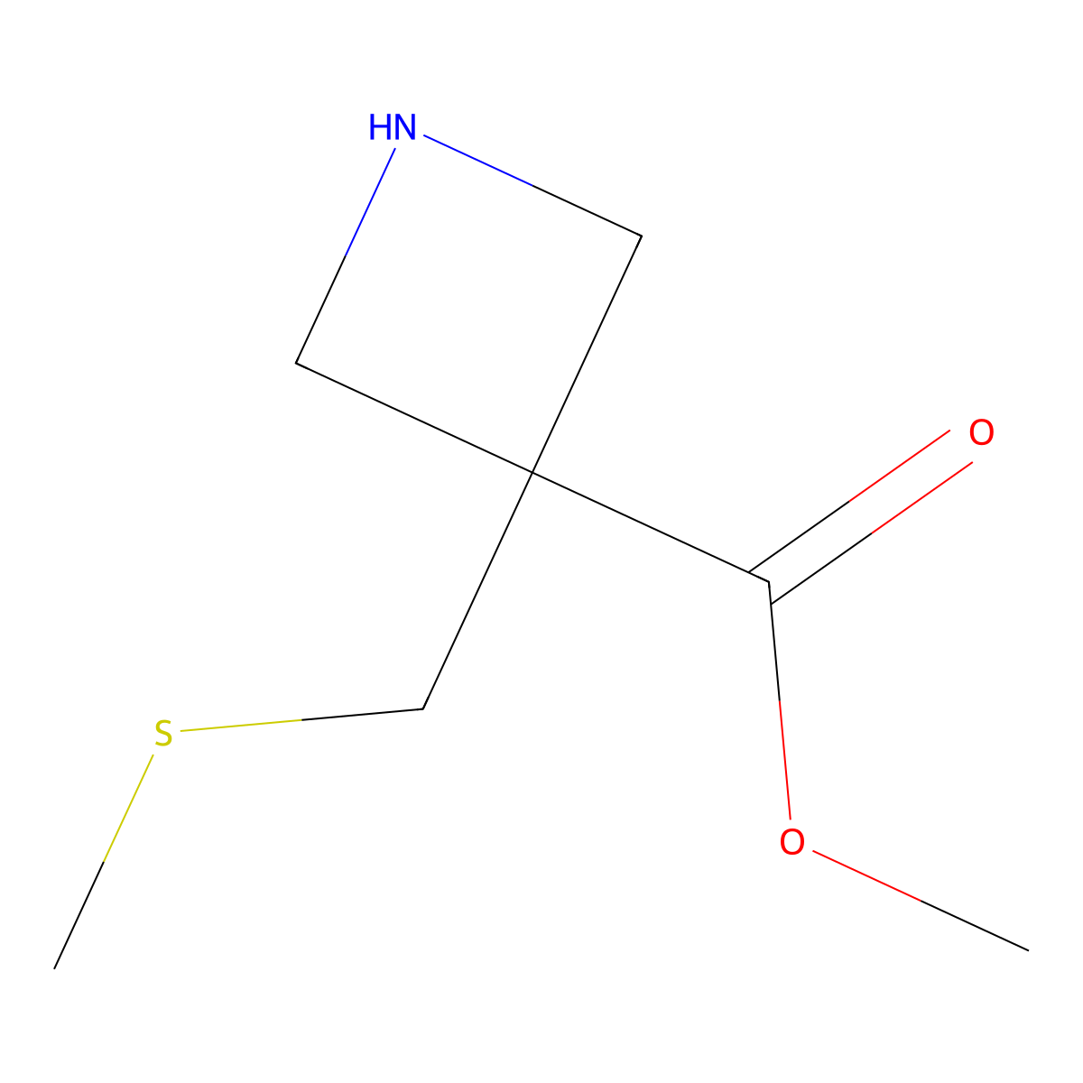Methyl 3-[(methylsulfanyl)methyl]azetidine-3-carboxylate molecular structure, CAS 2913417-81-7