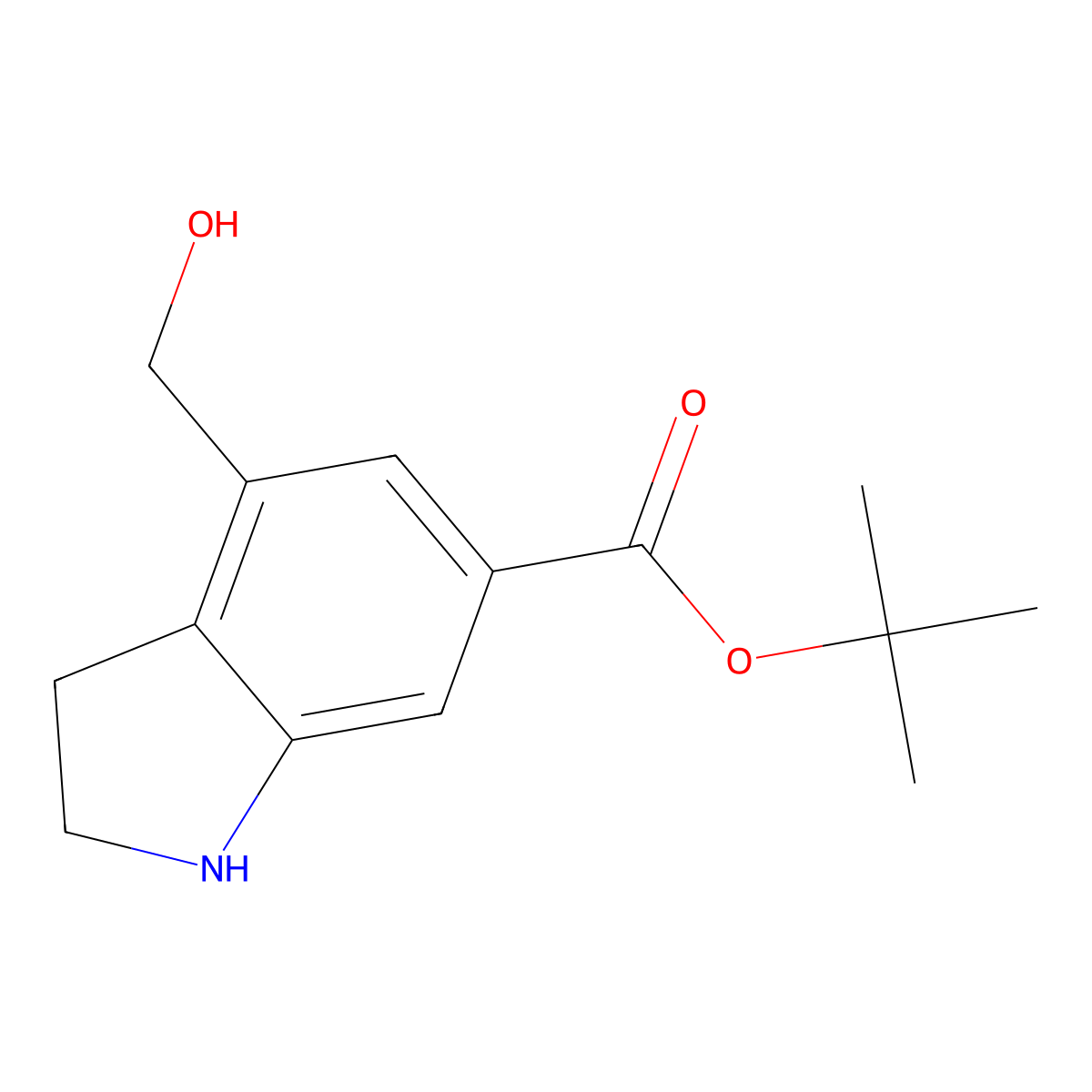 tert-butyl 4-(hydroxymethyl)-2,3-dihydro-1H-indole-6-carboxylate molecular structure, CAS 2913417-89-5