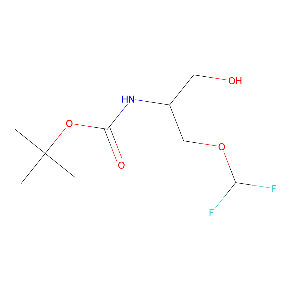tert-butyl N-[1-(difluoromethoxy)-3-hydroxypropan-2-yl]carbamate molecular structure, CAS 2913417-90-8