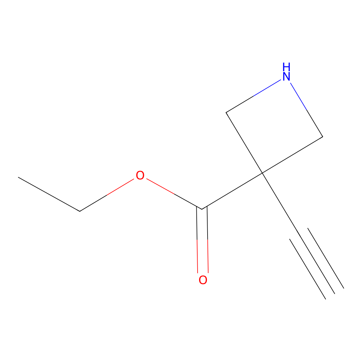 Ethyl 3-ethynylazetidine-3-carboxylate molecular structure, CAS 2913417-99-7
