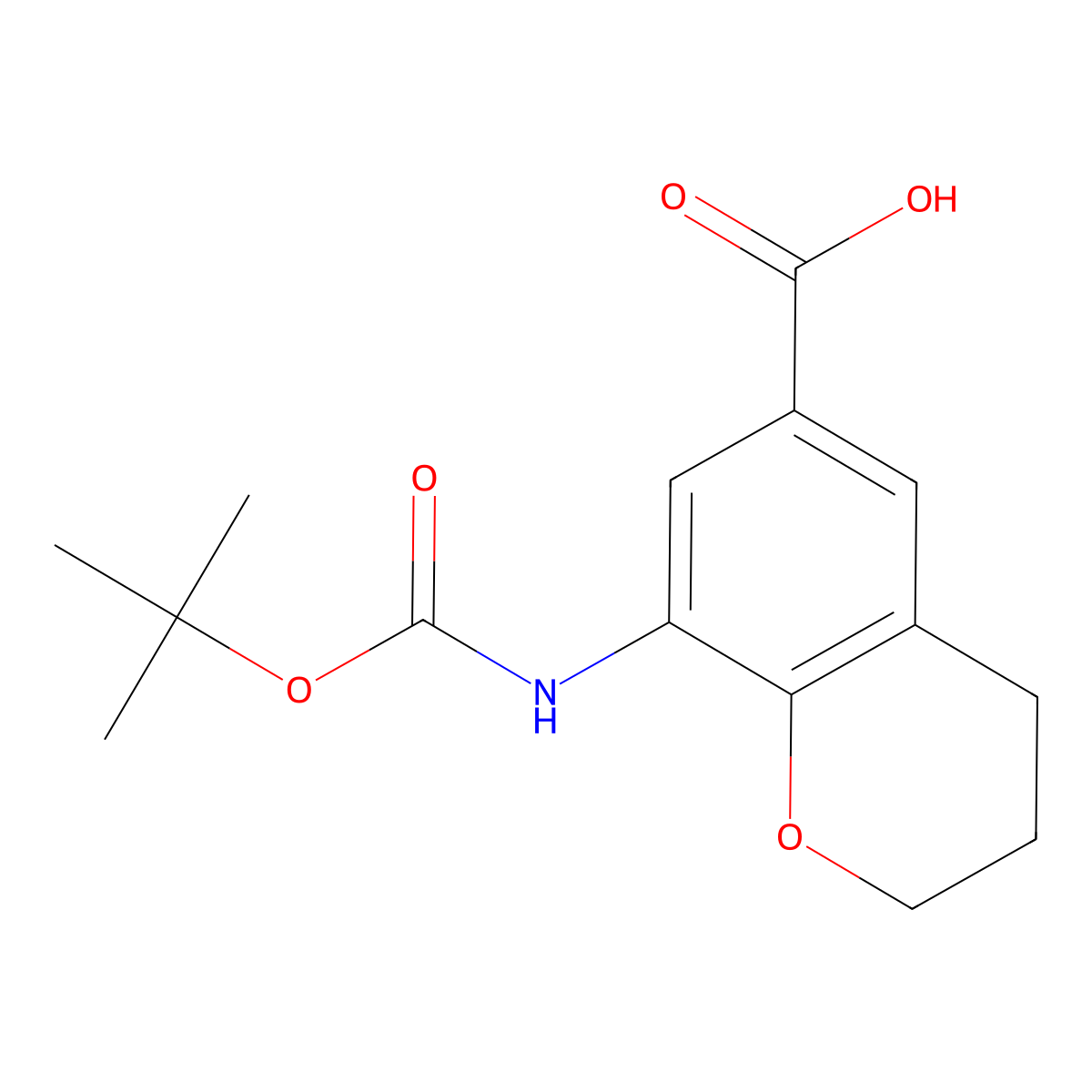 8-{[(tert-butoxy)carbonyl]amino}-3,4-dihydro-2H-1-benzopyran-6-carboxylic acid molecular structure, CAS 2913418-02-5