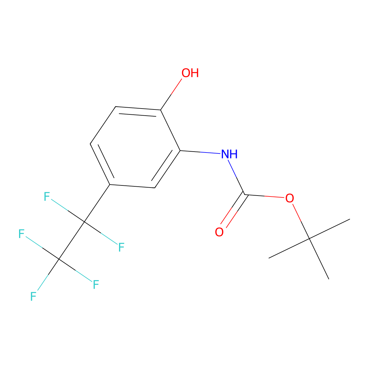 tert-butyl N-[2-hydroxy-5-(1,1,2,2,2-pentafluoroethyl)phenyl]carbamate molecular structure, CAS 2913418-05-8