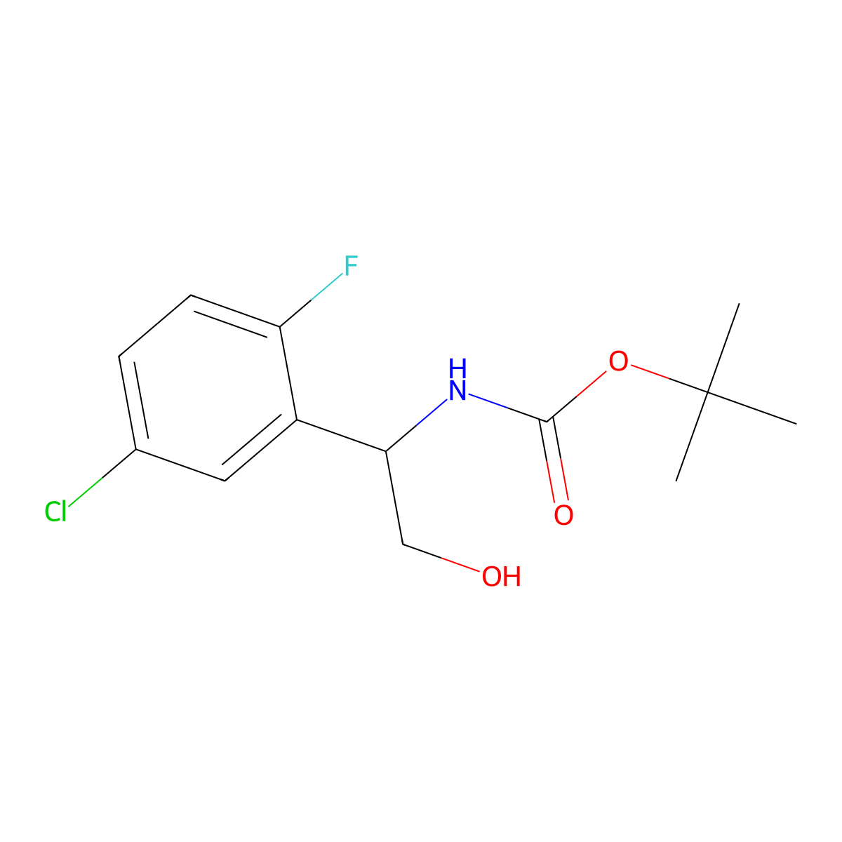 tert-butyl N-[1-(5-chloro-2-fluorophenyl)-2-hydroxyethyl]carbamate molecular structure, CAS 2913418-13-8