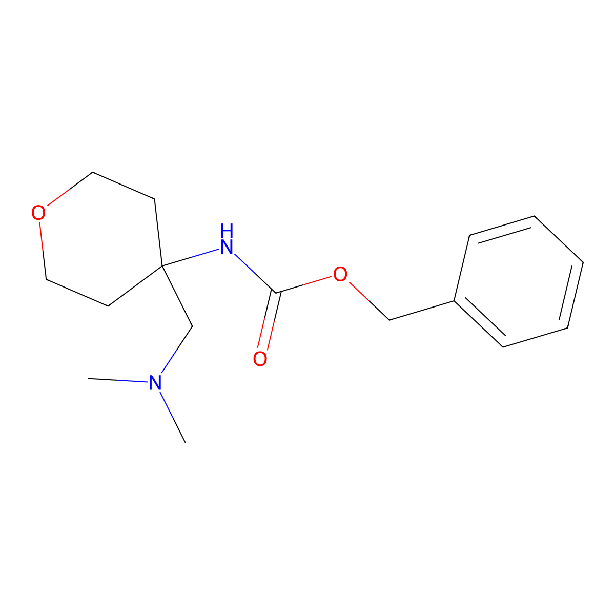 benzyl N-{4-[(dimethylamino)methyl]oxan-4-yl}carbamate molecular structure, CAS 2913418-21-8