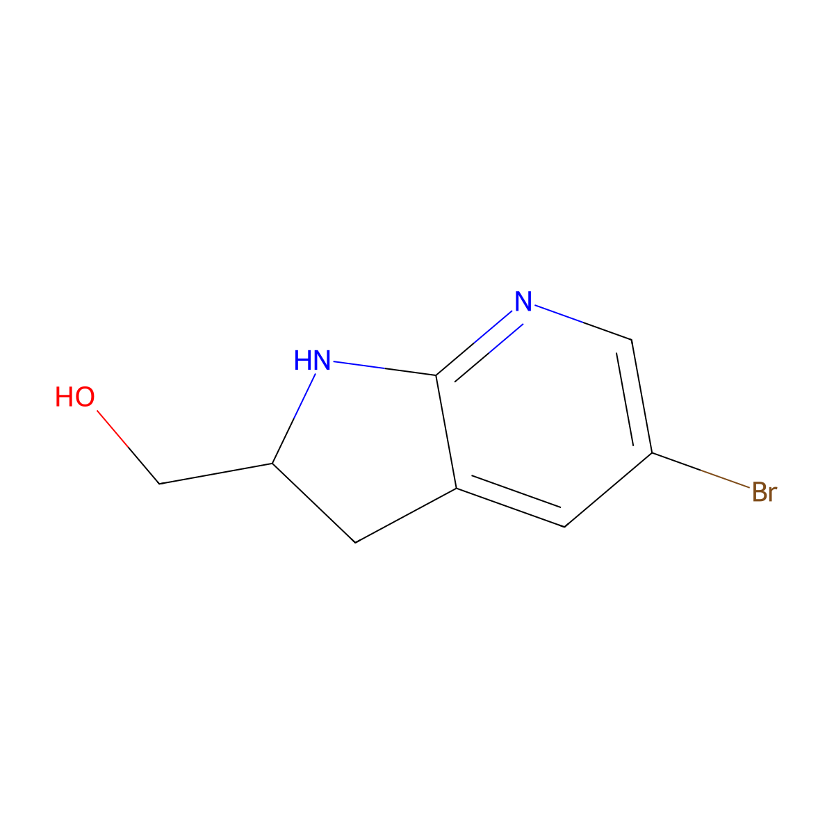 {5-bromo-1H,2H,3H-pyrrolo[2,3-b]pyridin-2-yl}methanol molecular structure, CAS 2913418-28-5