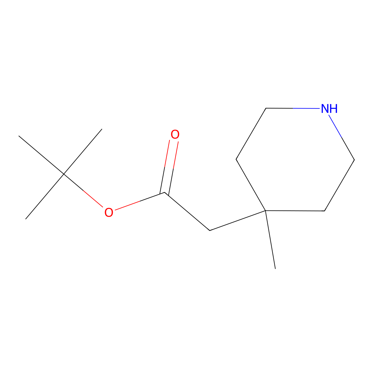 Tert-butyl 2-(4-methylpiperidin-4-yl)acetate molecular structure, CAS 2913418-29-6
