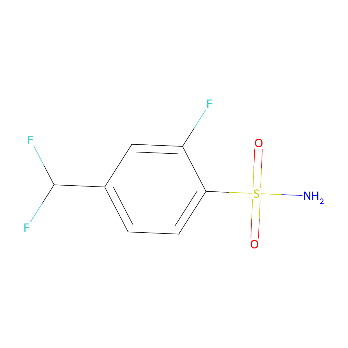 4-(Difluoromethyl)-2-fluorobenzene-1-sulfonamide molecular structure, CAS 2913418-30-9
