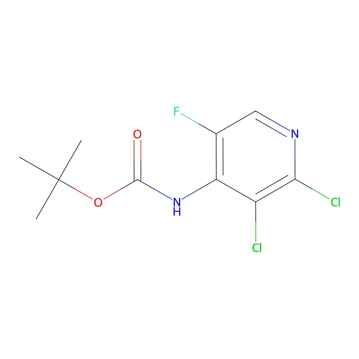 tert-butyl N-(2,3-dichloro-5-fluoropyridin-4-yl)carbamate molecular structure, CAS 2913418-37-6