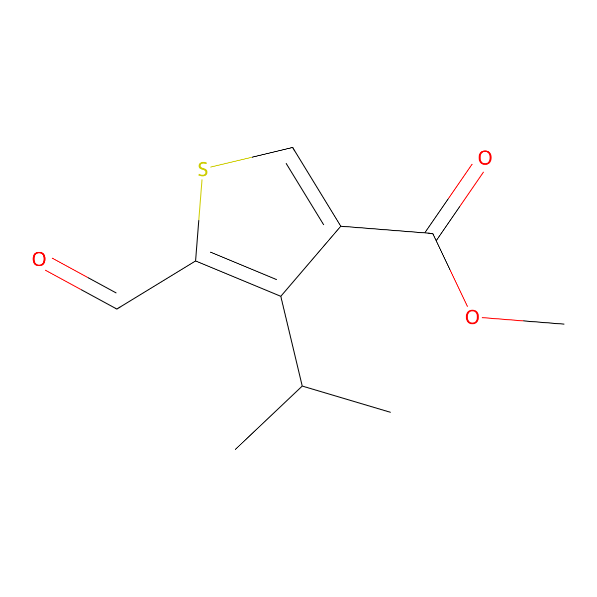 Methyl 5-formyl-4-(propan-2-yl)thiophene-3-carboxylate molecular structure, CAS 2913418-53-6