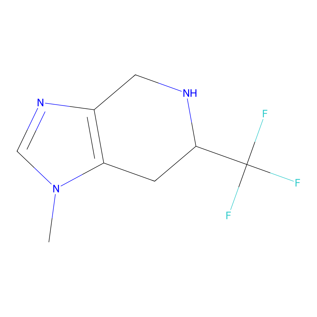 1-methyl-6-(trifluoromethyl)-1H,4H,5H,6H,7H-imidazo[4,5-c]pyridine molecular structure, CAS 2913418-76-3