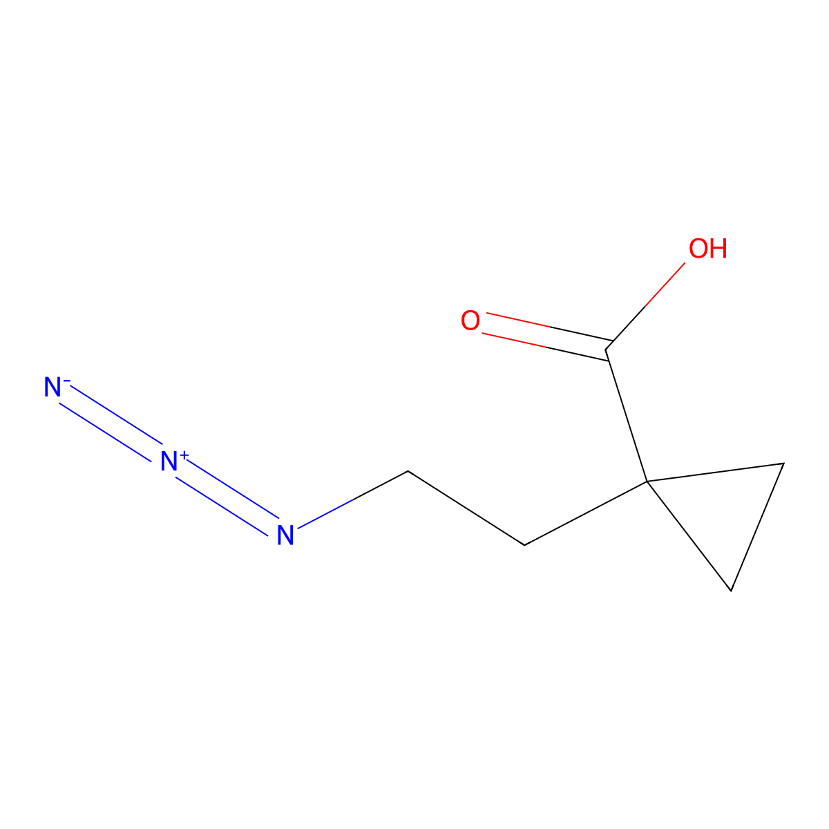 1-(2-Azidoethyl)cyclopropane-1-carboxylic acid molecular structure, CAS 2913418-77-4