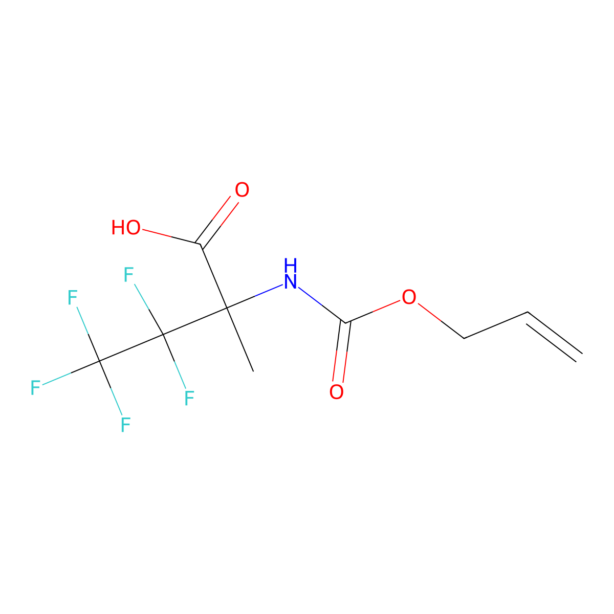 3,3,4,4,4-Pentafluoro-2-methyl-2-{[(prop-2-en-1-yloxy)carbonyl]amino}butanoic acid molecular structure, CAS 2913418-83-2