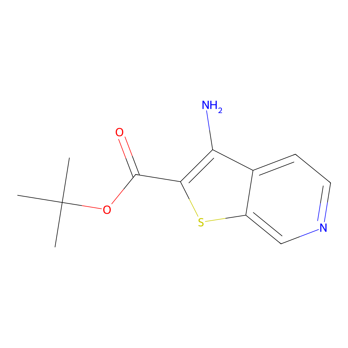 Tert-butyl 3-aminothieno[2,3-c]pyridine-2-carboxylate molecular structure, CAS 2913418-90-1