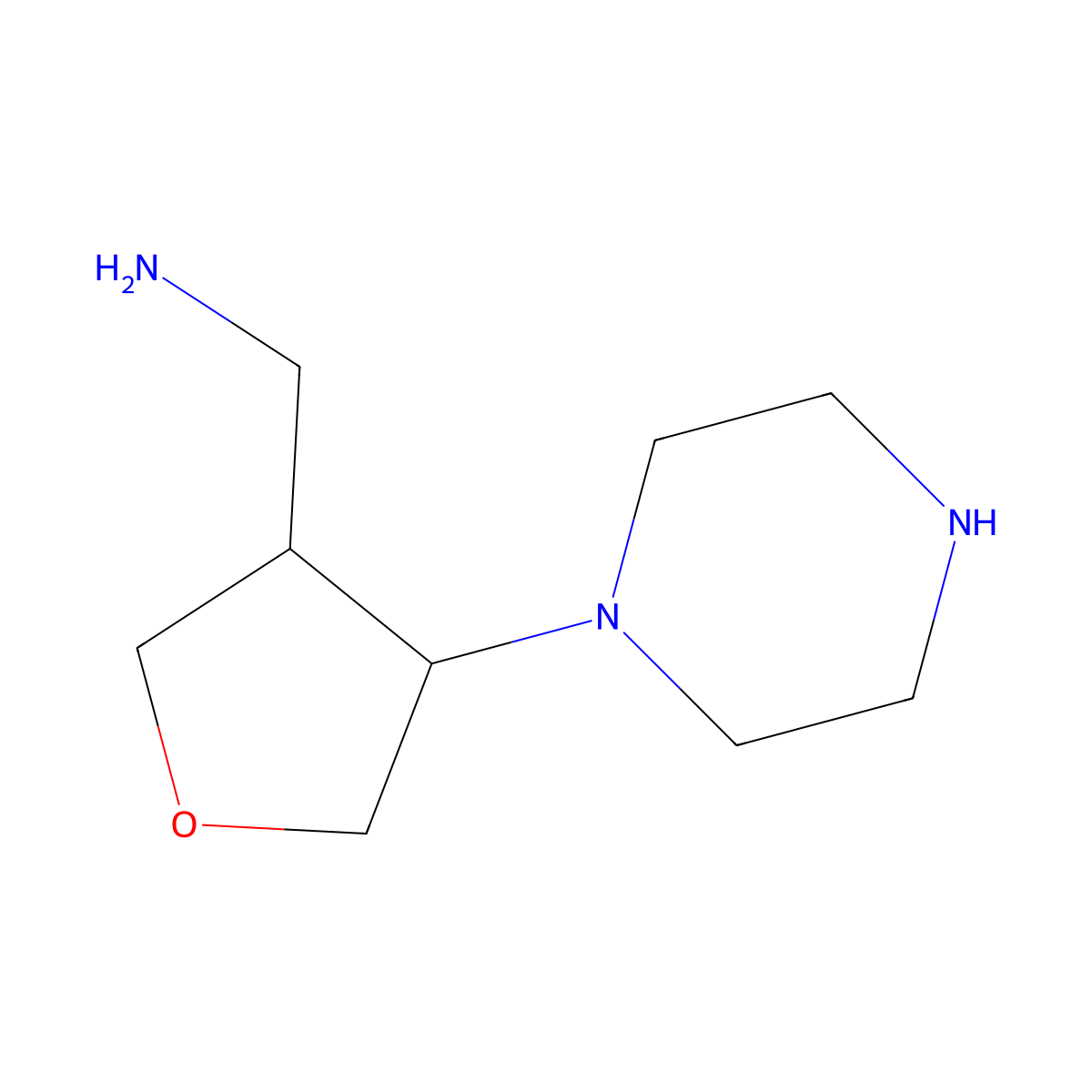 1-[4-(Piperazin-1-yl)oxolan-3-yl]methanamine molecular structure, CAS 2913419-03-9