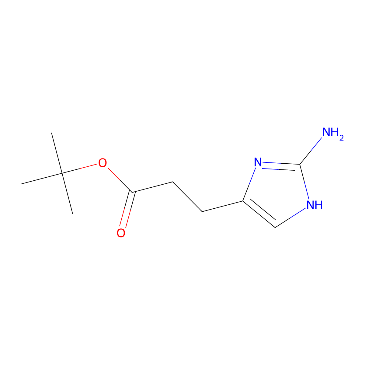 tert-butyl 3-(2-amino-1H-imidazol-4-yl)propanoate molecular structure, CAS 2913419-07-3