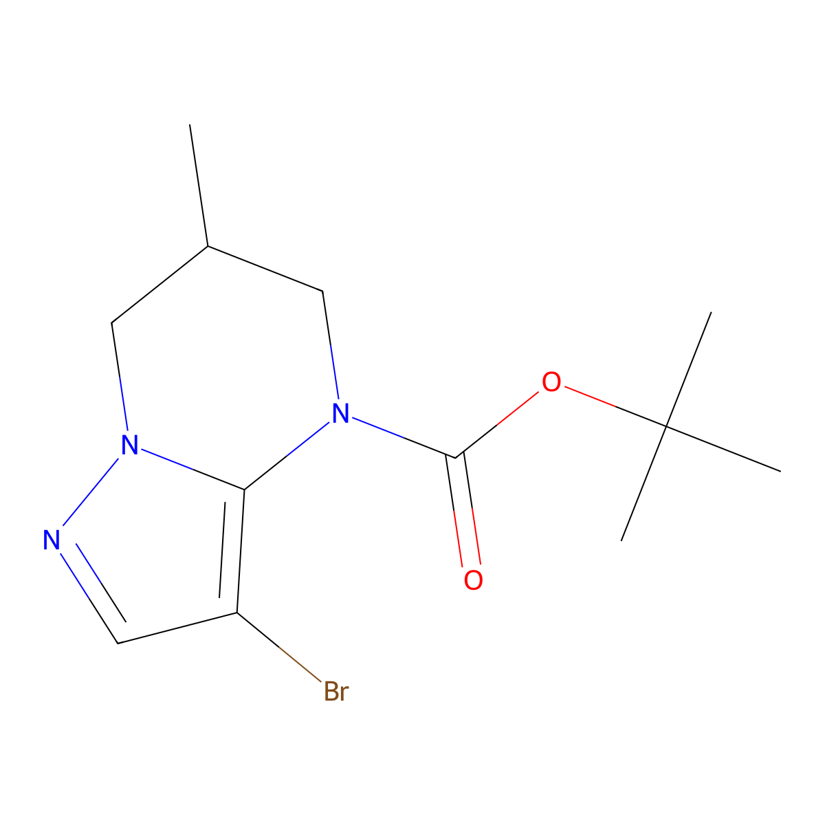 tert-butyl 3-bromo-6-methyl-4H,5H,6H,7H-pyrazolo[1,5-a]pyrimidine-4-carboxylate molecular structure, CAS 2913419-11-9