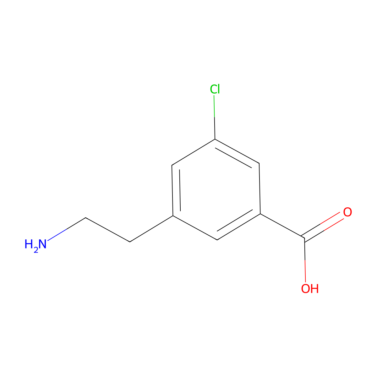 3-(2-Aminoethyl)-5-chlorobenzoic acid molecular structure, CAS 2913419-21-1