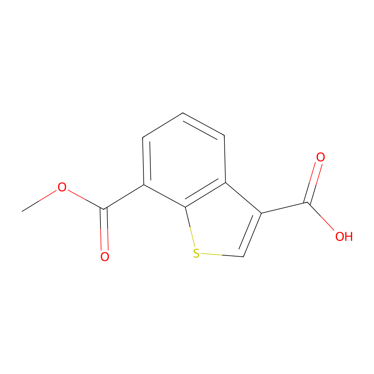 7-(Methoxycarbonyl)-1-benzothiophene-3-carboxylic acid molecular structure, CAS 2913419-27-7