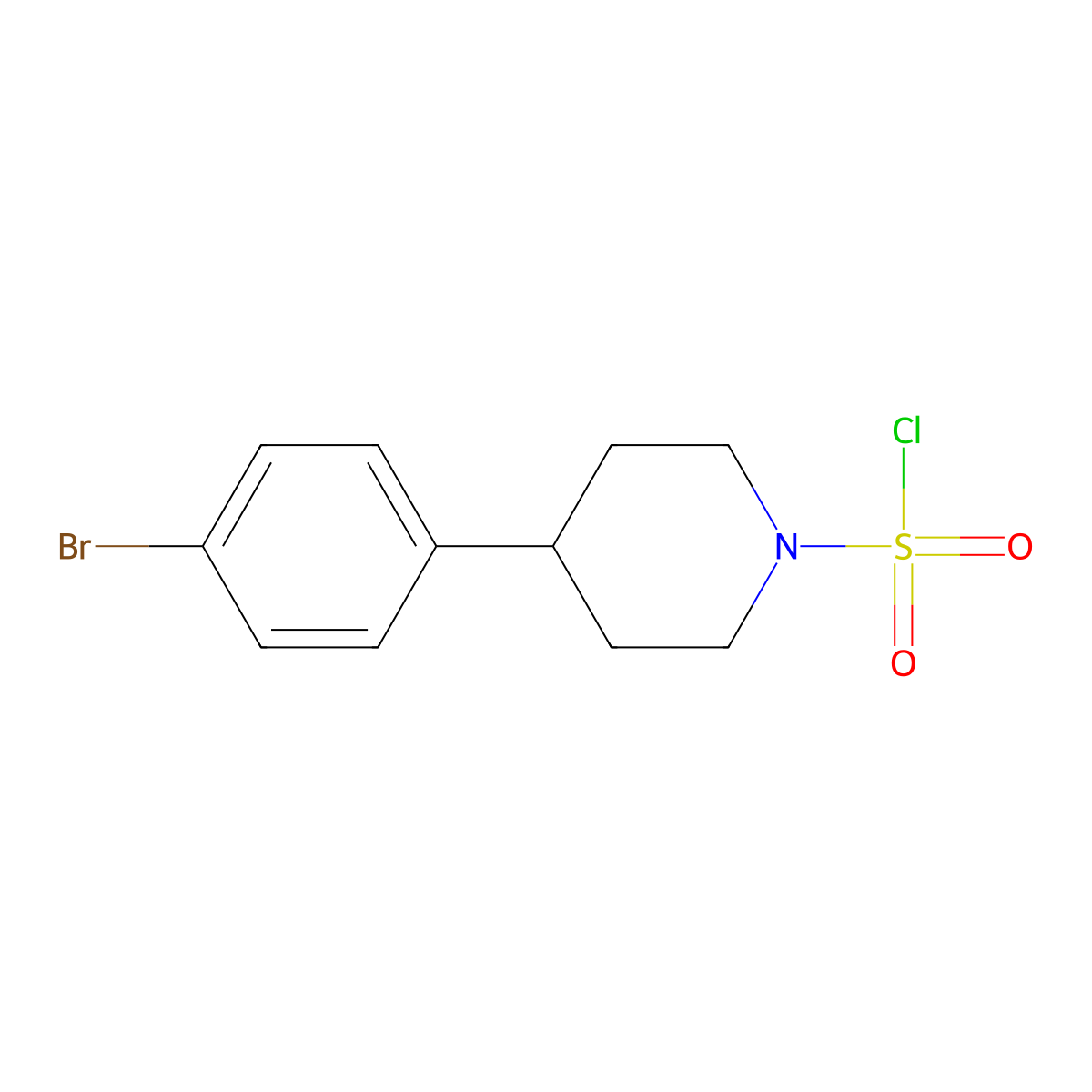 4-(4-Bromophenyl)piperidine-1-sulfonyl chloride molecular structure, CAS 2913419-29-9
