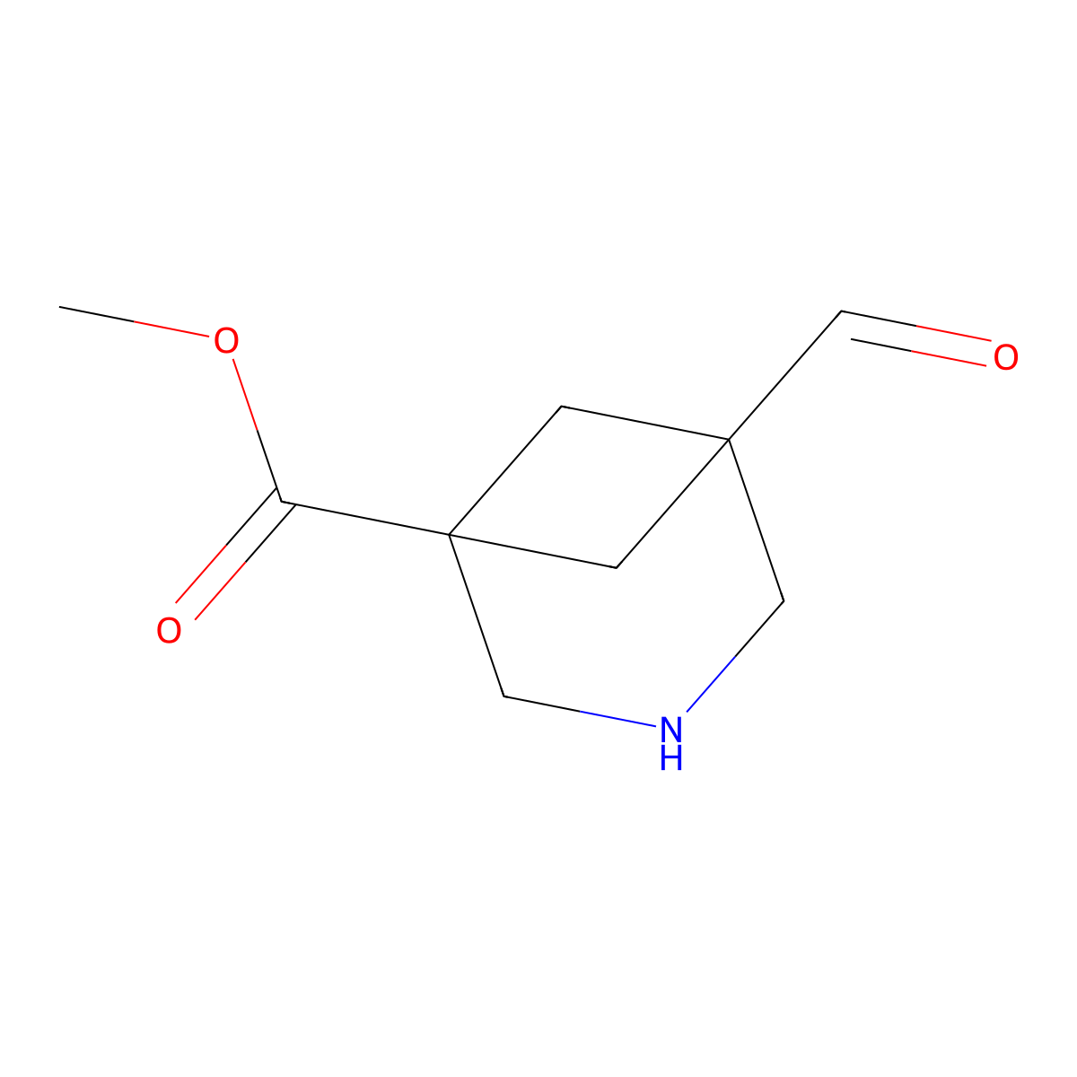 Methyl 5-formyl-3-azabicyclo[3.1.1]heptane-1-carboxylate molecular structure, CAS 2913419-30-2
