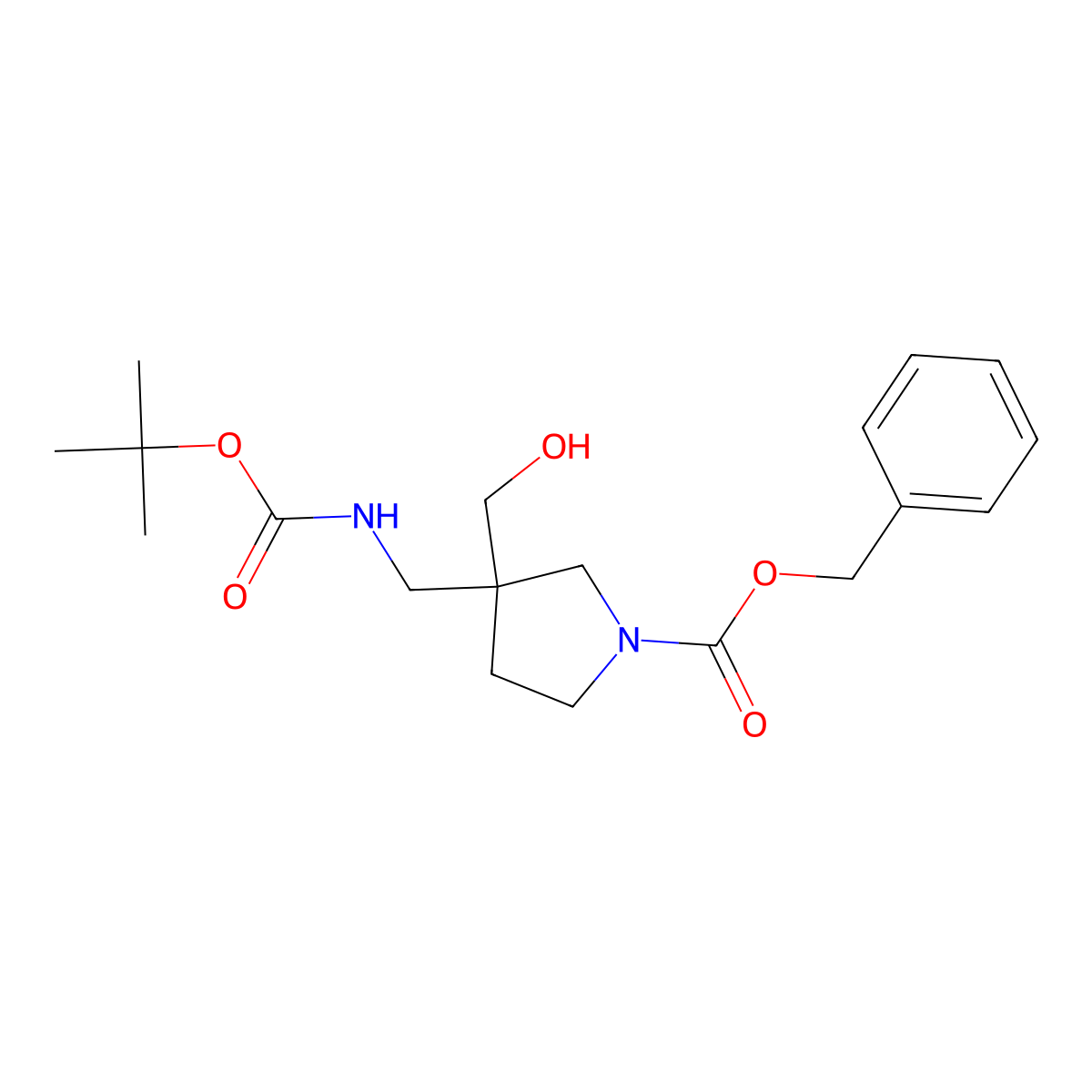 Benzyl 3-({[(tert-butoxy)carbonyl]amino}methyl)-3-(hydroxymethyl)pyrrolidine-1-carboxylate molecular structure, CAS 2913419-41-5