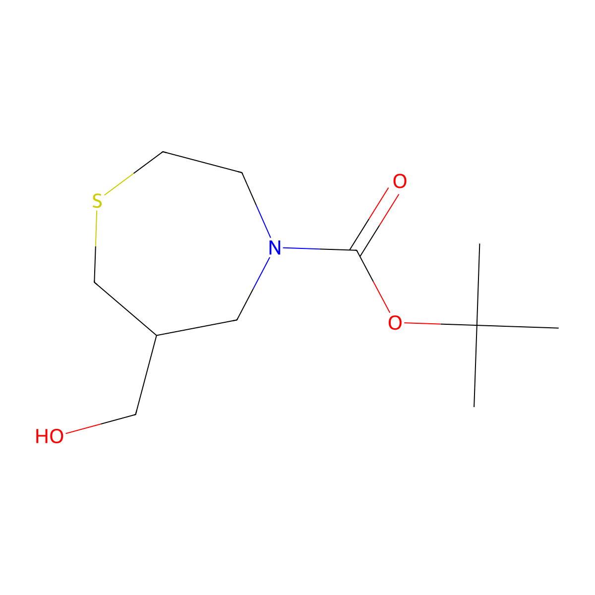 Tert-butyl 6-(hydroxymethyl)-1,4-thiazepane-4-carboxylate molecular structure, CAS 2913419-42-6