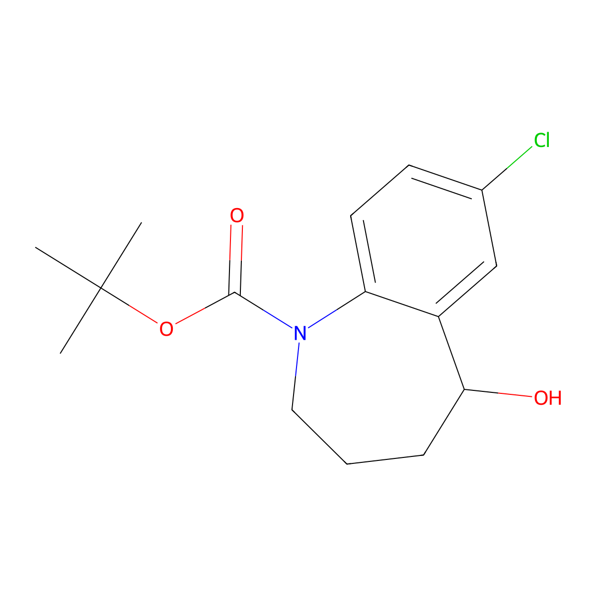 tert-butyl 7-chloro-5-hydroxy-2,3,4,5-tetrahydro-1H-1-benzazepine-1-carboxylate molecular structure, CAS 2913419-49-3