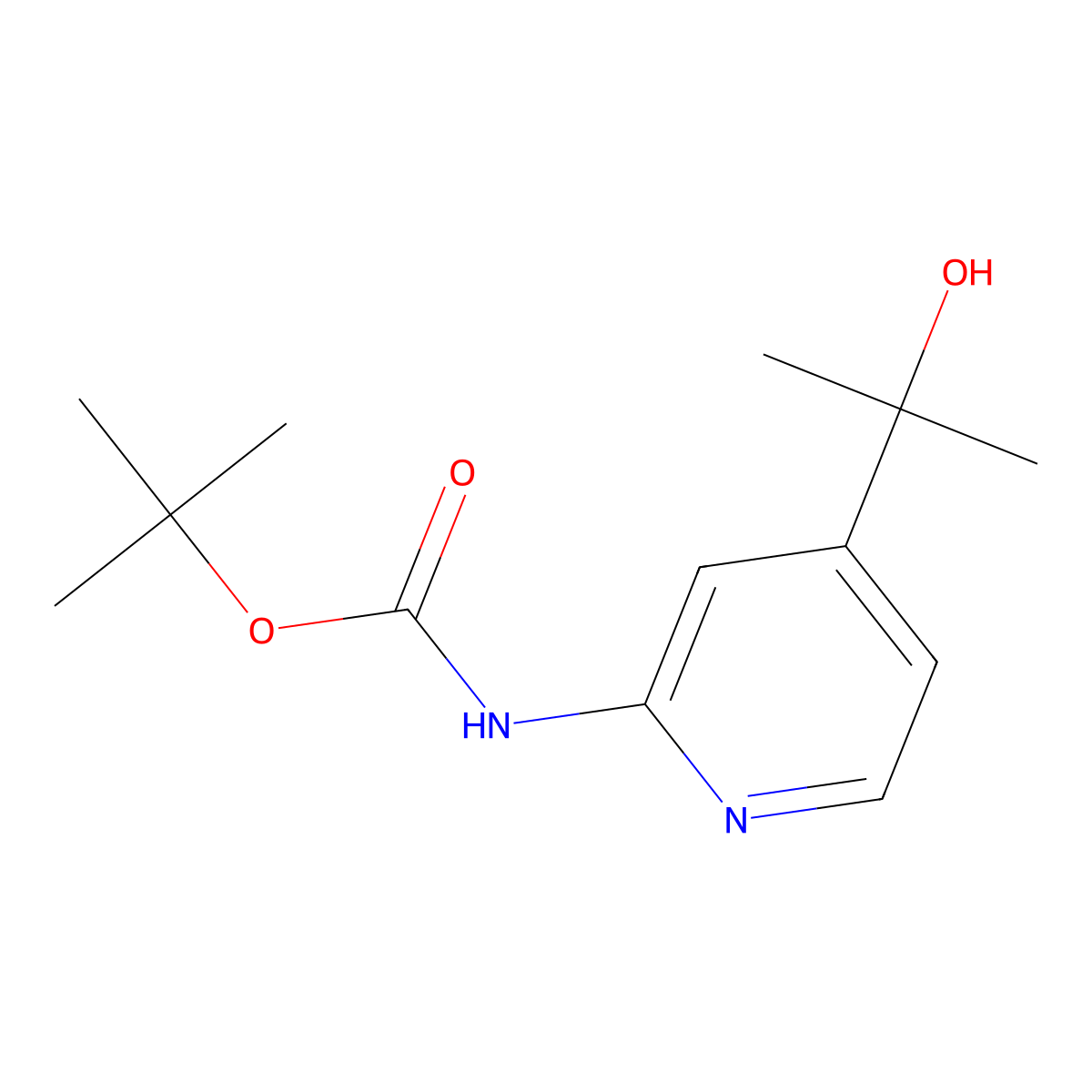 tert-butyl N-[4-(2-hydroxypropan-2-yl)pyridin-2-yl]carbamate molecular structure, CAS 2913419-51-7