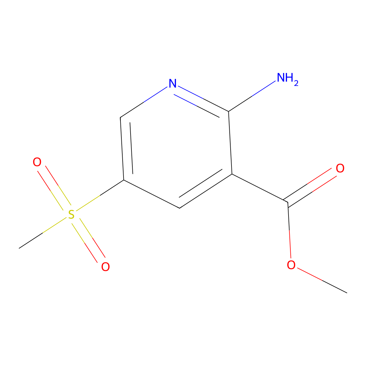 Methyl 2-amino-5-methanesulfonylpyridine-3-carboxylate molecular structure, CAS 2913419-67-5