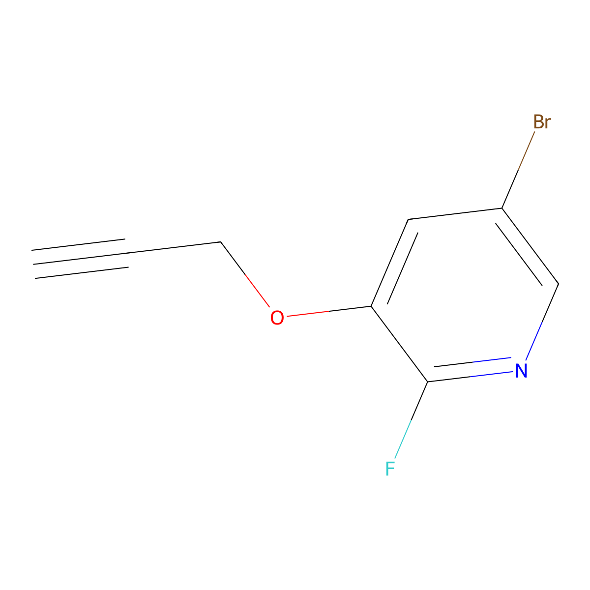 5-Bromo-2-fluoro-3-(prop-2-yn-1-yloxy)pyridine molecular structure, CAS 2913419-70-0