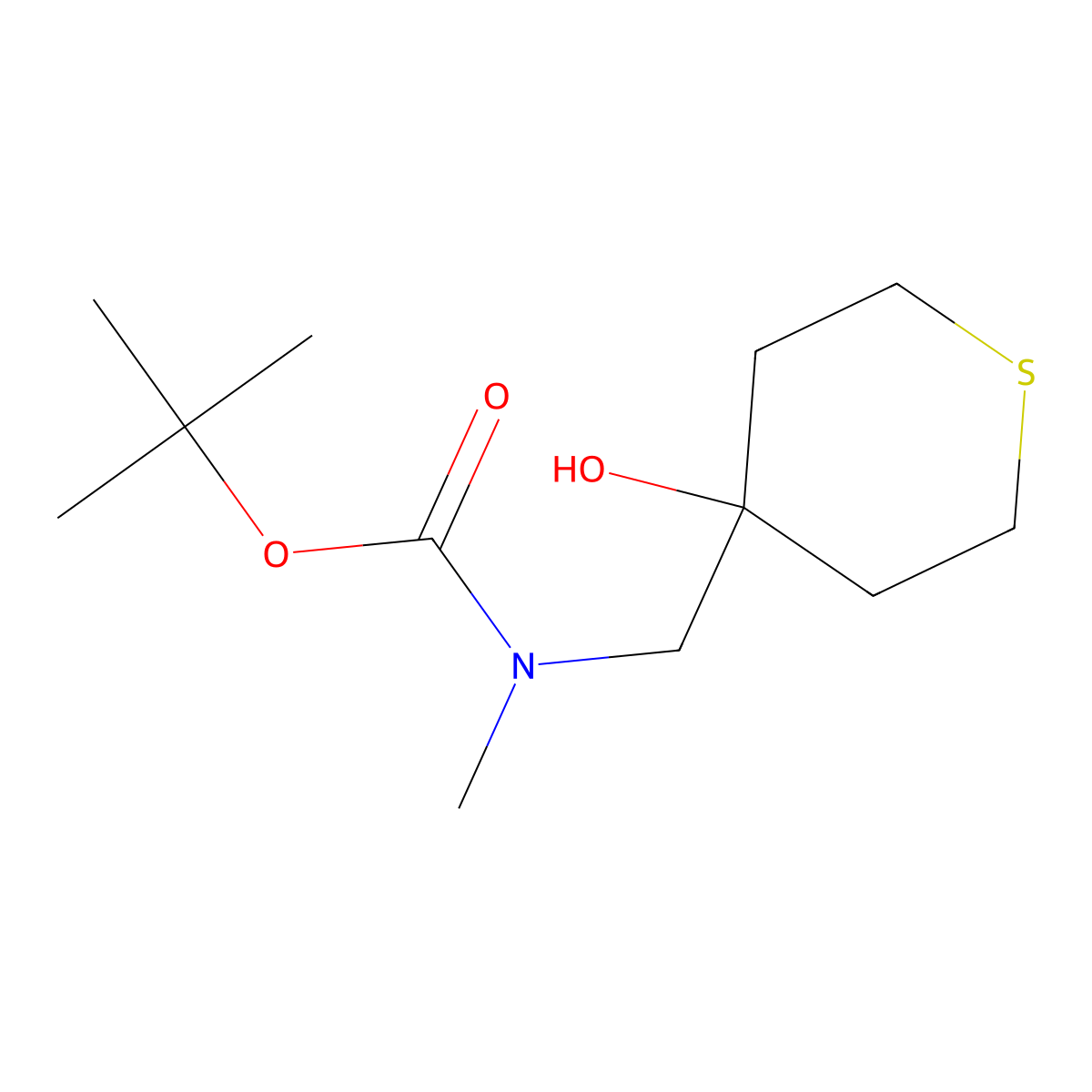 tert-butyl N-[(4-hydroxythian-4-yl)methyl]-N-methylcarbamate molecular structure, CAS 2913419-72-2