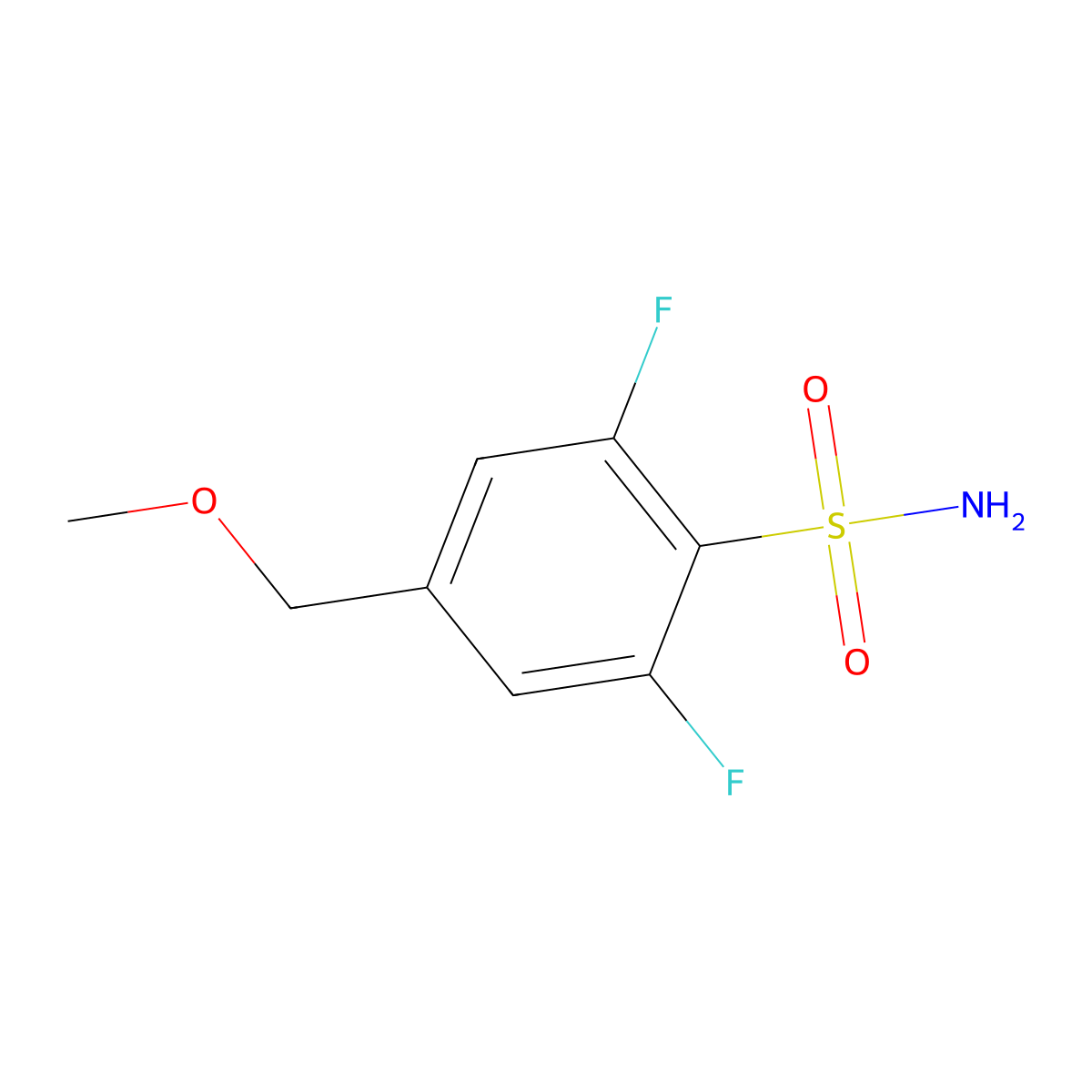 2,6-Difluoro-4-(methoxymethyl)benzene-1-sulfonamide molecular structure, CAS 2913419-76-6