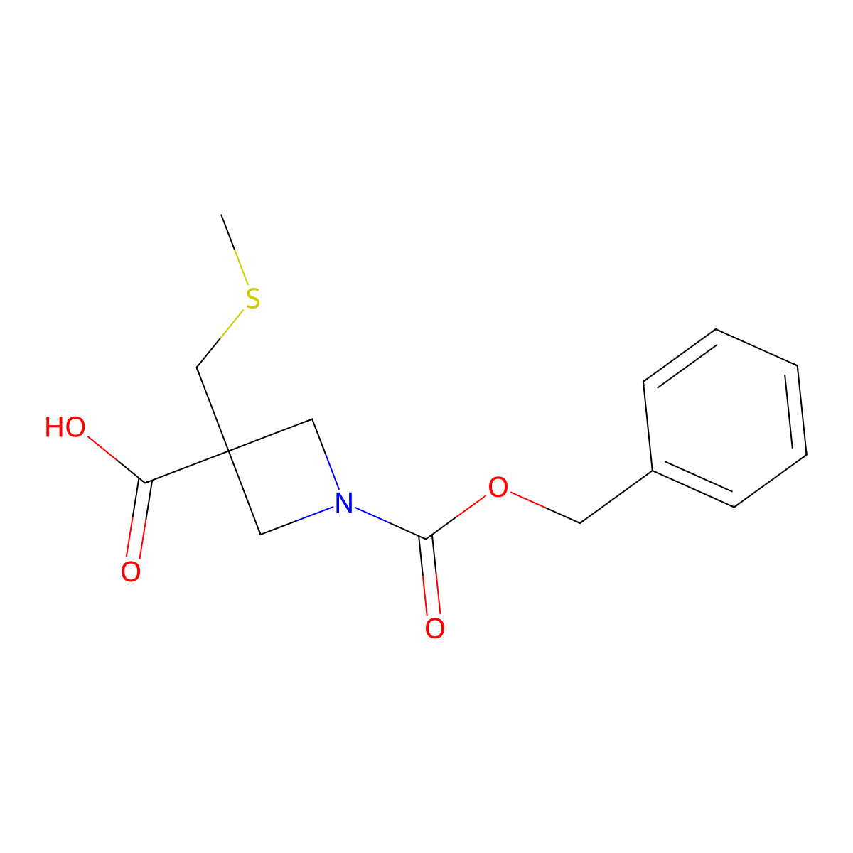 1-[(Benzyloxy)carbonyl]-3-[(methylsulfanyl)methyl]azetidine-3-carboxylic acid molecular structure, CAS 2913419-86-8