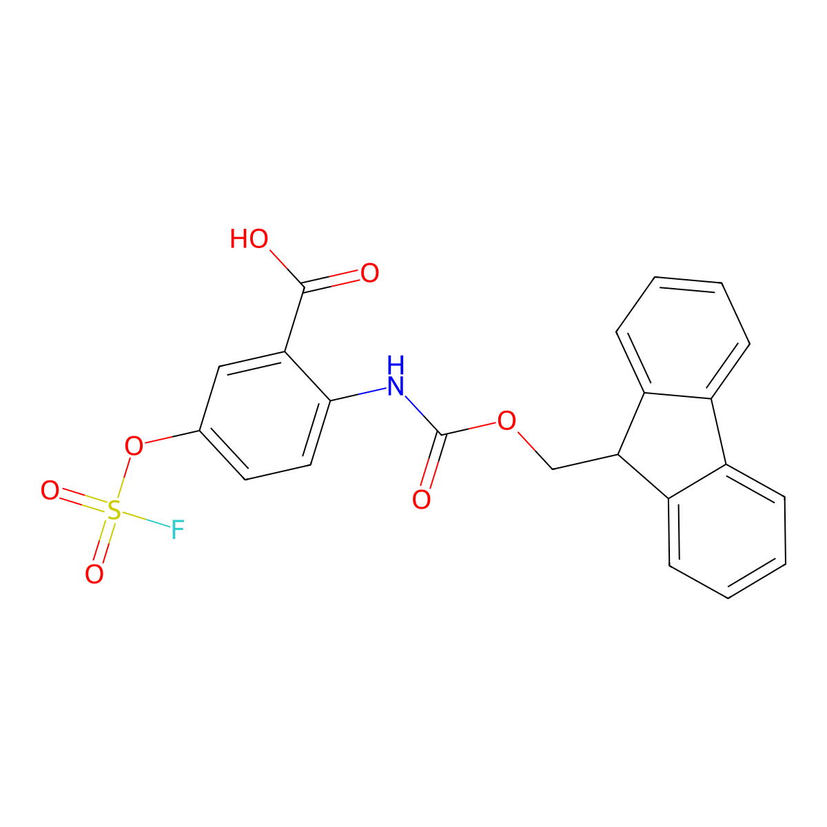 2-({[(9H-fluoren-9-yl)methoxy]carbonyl}amino)-5-[(fluorosulfonyl)oxy]benzoic acid molecular structure, CAS 2913419-90-4
