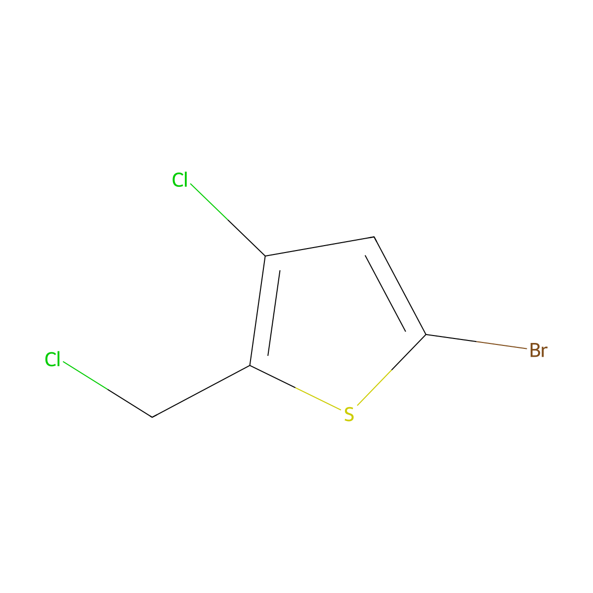 5-Bromo-3-chloro-2-(chloromethyl)thiophene molecular structure, CAS 2913420-06-9