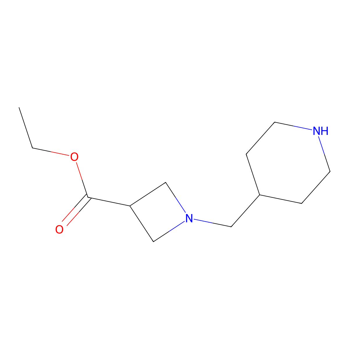 Ethyl 1-[(piperidin-4-yl)methyl]azetidine-3-carboxylate molecular structure, CAS 2913420-09-2