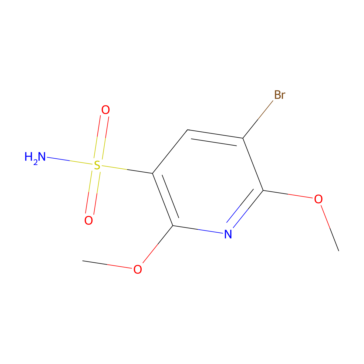 5-Bromo-2,6-dimethoxypyridine-3-sulfonamide molecular structure, CAS 2913420-16-1