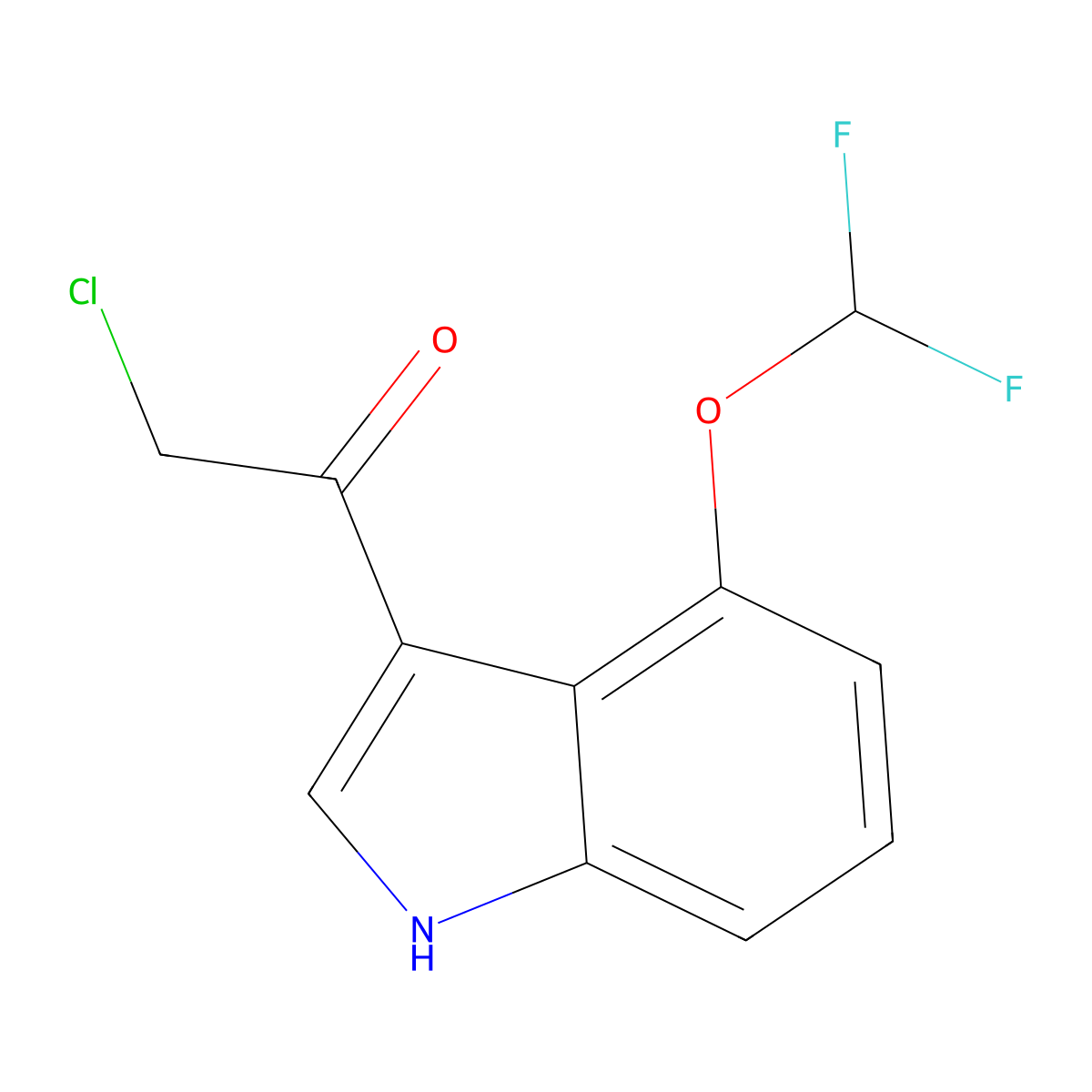 2-chloro-1-[4-(difluoromethoxy)-1H-indol-3-yl]ethan-1-one molecular structure, CAS 2913420-18-3