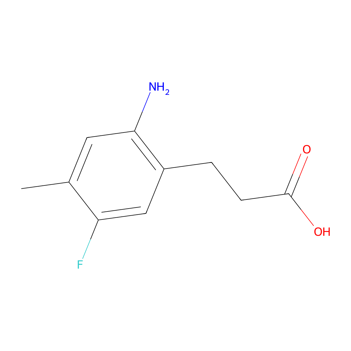 3-(2-Amino-5-fluoro-4-methylphenyl)propanoic acid molecular structure, CAS 2913420-20-7