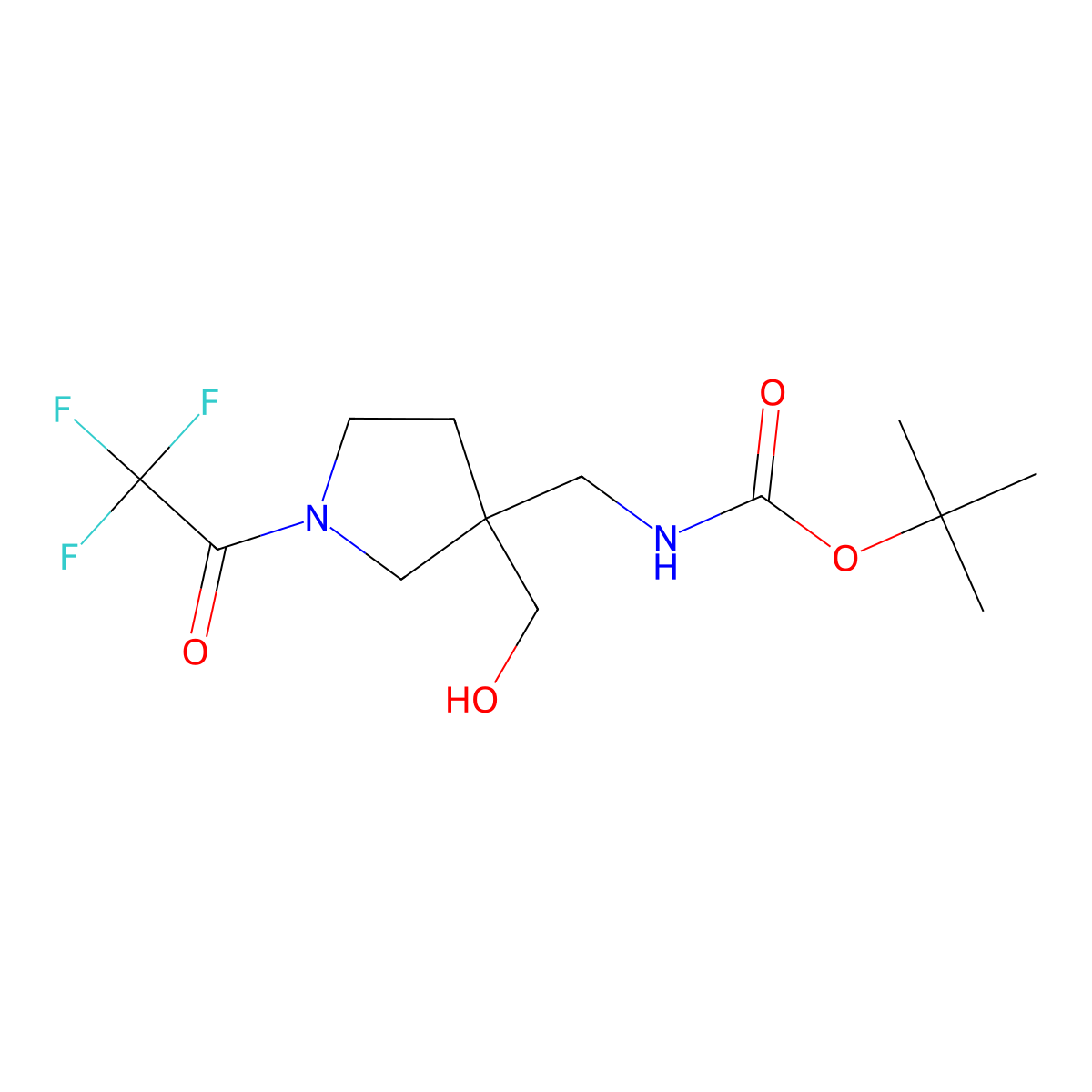 tert-butyl N-{[3-(hydroxymethyl)-1-(2,2,2-trifluoroacetyl)pyrrolidin-3-yl]methyl}carbamate molecular structure, CAS 2913420-23-0