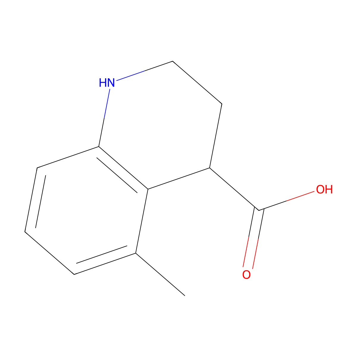 5-Methyl-1,2,3,4-tetrahydroquinoline-4-carboxylic acid molecular structure, CAS 2913420-34-3